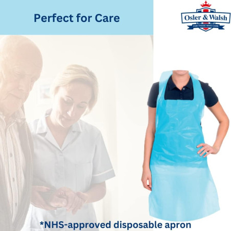 Premium Disposable Aprons for Women & Men (Blue, 200 Pack), 700mm x 1170mm Polyethylene Aprons for Adults, 16 Microns Flat Packe