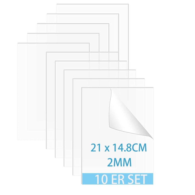 QEEYON 10 Pcs Plaque Acrylique Transparente 1mm, A5 Feuilles Acryliques 210 X 148mm Feuilles en Acrylique avec Film Protecteur p QEEYON 10 Pcs Plaque Acrylique Transparente 1mm, A5 Feuilles Acryliques 210 X 148mm Feuilles en Acrylique avec Film Protecteur p