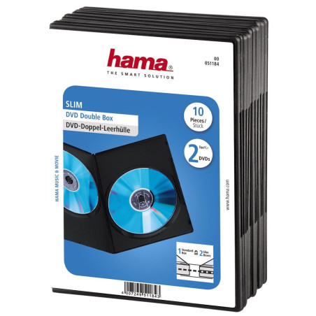 Hama Boîtier "Slim" double (pour DVD, convient également aux CD et disques Blu-ray, ultra mince, avec une feuille pour la couver