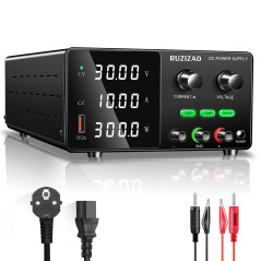 RUZIZAO Alimentation de Laboratoire 30V 10A DC Bloc d'alimentation Réglable Alimentation Reglable Stabilisée, Affichage LED, Bou