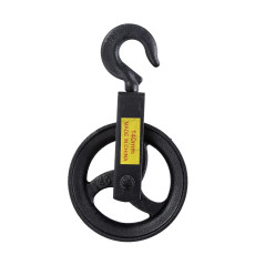 KATSU Roue de Poulie 140mm, Poulie Noire, Capacité de Chargement 200KG, Bloc de Poulie de Corde de Roue à Main Suspendue avec Cr