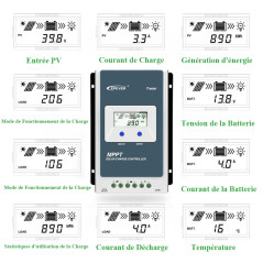 Contrôleur de charge solaire EPEVER MPPT Tracer A Series 10A/20A/30A/40A avec 12V/24V DC Identification automatique de la tensio
