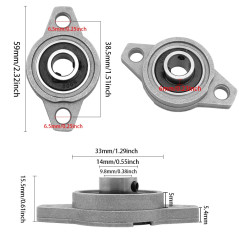 GOIYZTTR KFL000 Palier de Bride 6 Pcs 10mm Alliage de Zinc Palier Roulement à Bride Rhombique pour Machines Série KFL Systèmes d