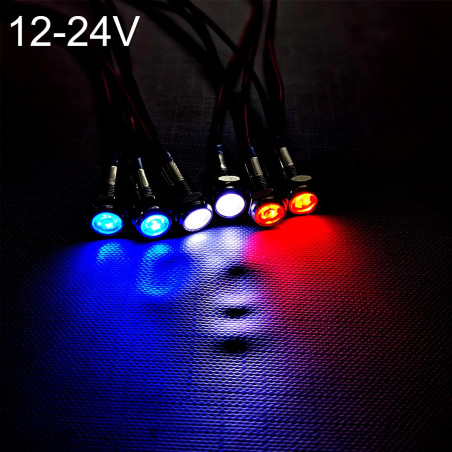 GUUZI 6pcs 12V-24V 6mm LED Panneau Pilote Avertissement Voyant Lampe Indicateur Directionnelle (Rouge/Bleu/Blanc)