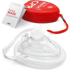 AIESI® Pocket Mask masque de réanimation professionnel pour la respiration bouche-à-bouche avec valve unidirectionnelle et filtr