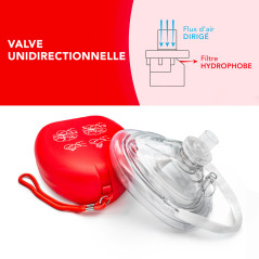 AIESI® Pocket Mask masque de réanimation professionnel pour la respiration bouche-à-bouche avec valve unidirectionnelle et filtr