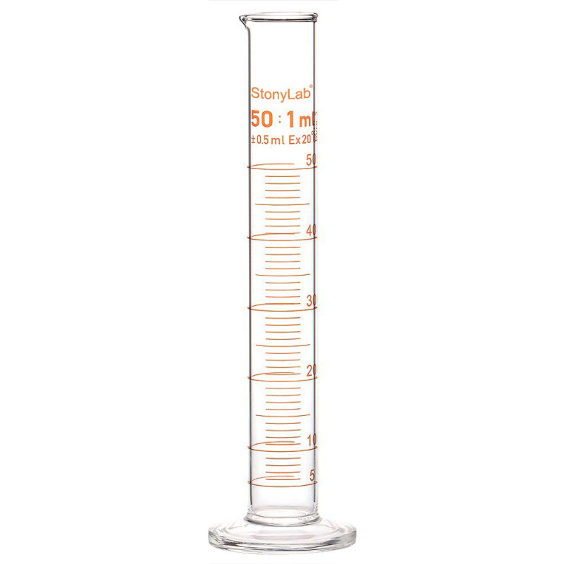 stonylab Verre Cylindre Gradué (1 Paquet), Graduated Cylinder Verre Borosilicaté 50 ml Mur Lourd Verre Gradué Éprouvette stonylab Verre Cylindre Gradué (1 Paquet), Graduated Cylinder Verre Borosilicaté 50 ml Mur Lourd Verre Gradué Éprouvette