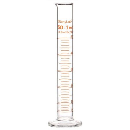 stonylab Verre Cylindre Gradué (1 Paquet), Graduated Cylinder Verre Borosilicaté 50 ml Mur Lourd Verre Gradué Éprouvette