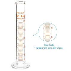 stonylab Verre Cylindre Gradué (1 Paquet), Graduated Cylinder Verre Borosilicaté 50 ml Mur Lourd Verre Gradué Éprouvette