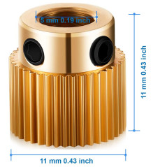 MMOBIEL 5 pièces de Roues d’entraînement Laiton 40 Dents pour extrudeuse Compatible imprimantes 3D Creality séries Ender 3 V2/ 3