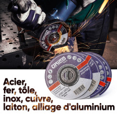 10x IPOTOOLS Disque a tronconner 115 metal - Disque meuleuse 115 metal en acier inoxydable, disque meuleuse 115 mm x 1,0 mm, pou