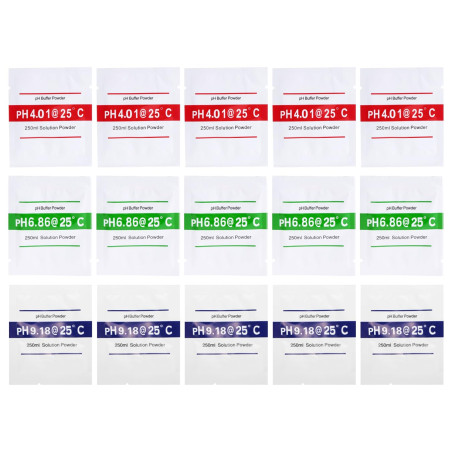 Nynelly 15pcs pH Test Meter Mesure lot Solution tampon de mesure de la poudre tampon pH Point d'étalonnage Regard Pour pH Mètre 