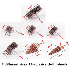 FEIHU 14 pièces Roue à Lamelles, Abrasif Roue avec 8 Tailles Différentes(80/60/50/40/30/25/16) pour Brosse Poncage Perceuse Acce