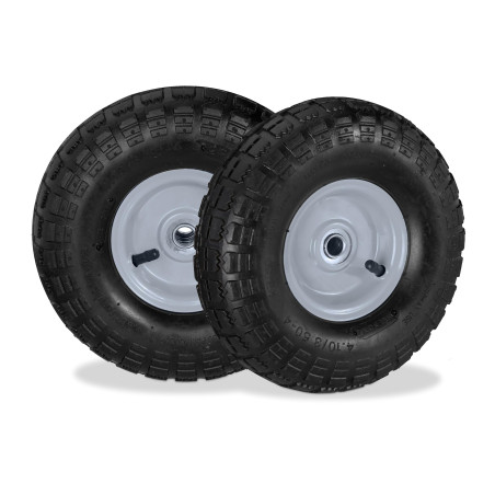 Relaxdays 2 Roues pour Diable 4.1/3.5-4, avec air, axe de 136 mm, Jusqu’à 136 kg, Jantes Acier 260x85 mm, Noir-Gris