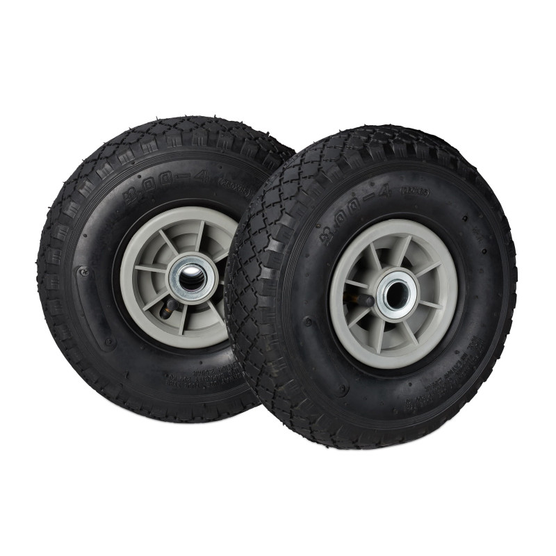 Relaxdays Diable Set de 2 brouette, Roue de Rechange axe,3.00-4, Caoutchouc 260x85 mm 80 kg, Noir Gris Relaxdays Diable Set de 2 brouette, Roue de Rechange axe,3.00-4, Caoutchouc 260x85 mm 80 kg, Noir Gris