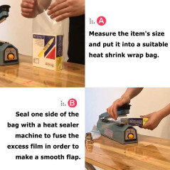 300 pcs Thermorétractable Sacs D'emballage, CNYMANY 9,9x16 12,7x19 13,2x24 cm Effacer Chaud Film rétractable De Chaleur pour Fai
