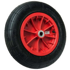 WERKA PRO Roue Gonflable 14'' 360 x 85mm - Alésage 20mm - Jante Rouge - Roulements à Billes - Bande de Roulement en Ligne - Pres