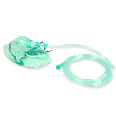 Fiab - Masque à oxygène jetable, utilisable pour aérosolthérapie et oxygénothérapie, avec tube flexible, pour adultes, 34166