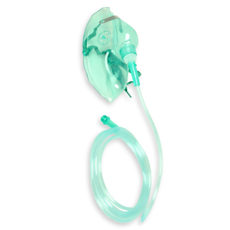 Fiab - Masque à oxygène jetable, utilisable pour aérosolthérapie et oxygénothérapie, avec tube flexible, pour adultes, 34166