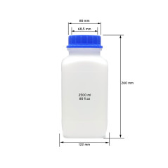 Bouteille avec bouchon à vis - Flacon de laboratoire avec couvercle, Transparent, 2500 ml