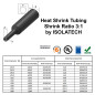 ISOLATECH Gaine thermorétractable 3:1 set sans colle noir Ø30mm 0,6 mètre en 3pcs x 20cm pour accessoires USB câble isolation UV