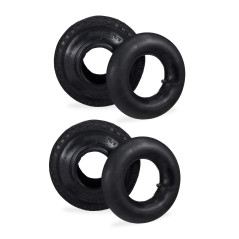 Relaxdays 2X Roues avec Chambre à air, Pneu de Secours, 3.00-4’’ pour Diable, Crampons, 125 kg, 260x85mm, Noir