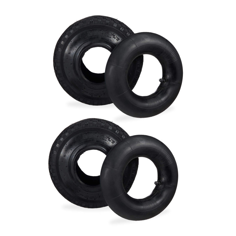 Relaxdays 2X Roues avec Chambre à air, Pneu de Secours, 3.00-4’’ pour Diable, Crampons, 125 kg, 260x85mm, Noir Relaxdays 2X Roues avec Chambre à air, Pneu de Secours, 3.00-4’’ pour Diable, Crampons, 125 kg, 260x85mm, Noir