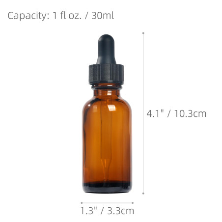 Magic Season Boston Bouteilles Rondes en Verre (Ambré/30 ml avec Compte-gouttes/2 Pièces)