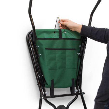 Relaxdays Brouette pliable pouvant être accrochée au mur, charge max. 30 kg, H x L x P : 66 x 42 x 112 cm, verte, Vert