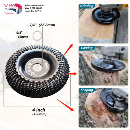 OBA disque abrasif bois pour Meuleuse d'Angle,Disque Bois Meuleuse 100mmX16mm