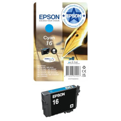 Epson 16 Stylo Plume Cyan, Cartouche d'encre d'origine, WF-2010W WF-2510WF WF-2520NF WF-2530WF WF-2540WF WF-2630WF WF-2650DWF WF