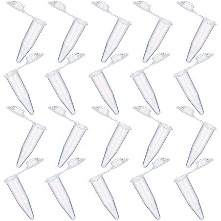 20 Pièces tubes à centrifuger,Tube à Centrifuger Transparent,Plastique Tube Microcentrifugeuse avec couvercle,Micro Tubes à Essa