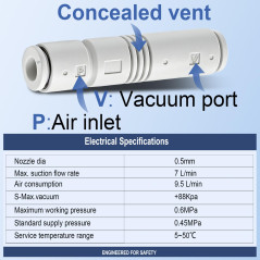 Heschen - ZU05S - Éjecteur pneumatique Fixation sous vide 6 mm (1)