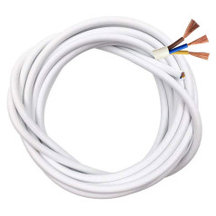 Fil électrique 3x0,75 mm² PVC Ronde Haute Résistance Blanc - 5 m Twin et Câble de Terre