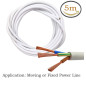 Fil électrique 3x0,75 mm² PVC Ronde Haute Résistance Blanc - 5 m Twin et Câble de Terre