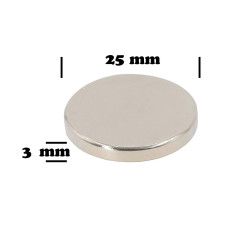 Magnetpro Aimant de disque en néodyme 25 mm dia x 3 mm d'épaisseur 6 kg Pull (paquet de 6)