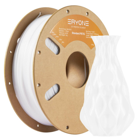 ERYONE PETG Filament 1.75mm, Filament PETG for 3D Printer 1KG, +/-0.03mm, Blanc