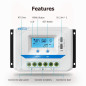 SolaMr 30A Régulateur de Charge Solaire 12V/24V Contrôleur de Charge Solaire avec Ecran LCD et Double Port USB - 30A SolaMr 30A Régulateur de Charge Solaire 12V/24V Contrôleur de Charge Solaire avec Ecran LCD et Double Port USB - 30A