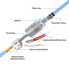 ANYCUBIC Vyper Imprimante 3D Hotend V5 J-Head Volcano Nozzle Tête d'impression Extrudeuse Hotend Print Headd Supports High Speed