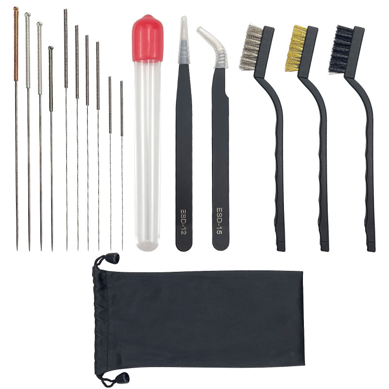 Kit de nettoyage pour buse d'imprimante 3D - 17 pièces - En acier inoxydable - Pour extrudeuse - Aiguilles de nettoyage - Pincea Kit de nettoyage pour buse d'imprimante 3D - 17 pièces - En acier inoxydable - Pour extrudeuse - Aiguilles de nettoyage - Pincea