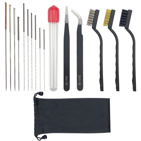 Kit de nettoyage pour buse d'imprimante 3D - 17 pièces - En acier inoxydable - Pour extrudeuse - Aiguilles de nettoyage - Pincea