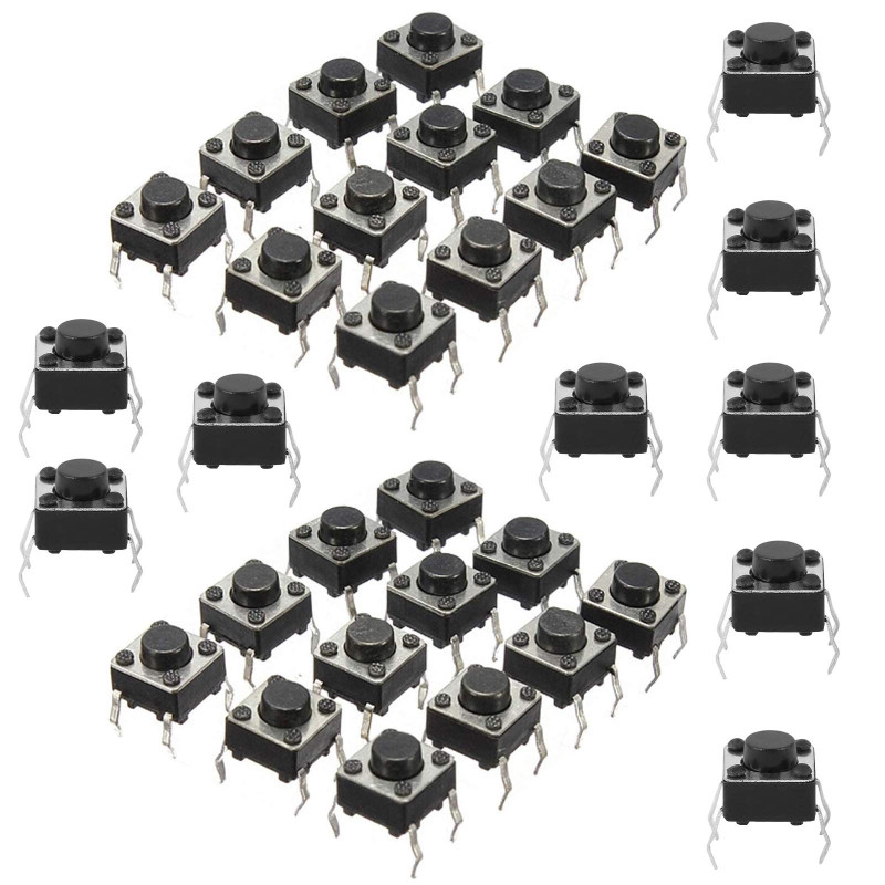 HUAZIZ 200 pièces 4Pin Mini Micro Interrupteurs à Bouton-poussoir Tactiles Momentané Miniature Momentary Tactile Tact Touch Comm HUAZIZ 200 pièces 4Pin Mini Micro Interrupteurs à Bouton-poussoir Tactiles Momentané Miniature Momentary Tactile Tact Touch Comm