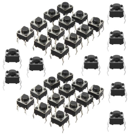 HUAZIZ 200 pièces 4Pin Mini Micro Interrupteurs à Bouton-poussoir Tactiles Momentané Miniature Momentary Tactile Tact Touch Comm