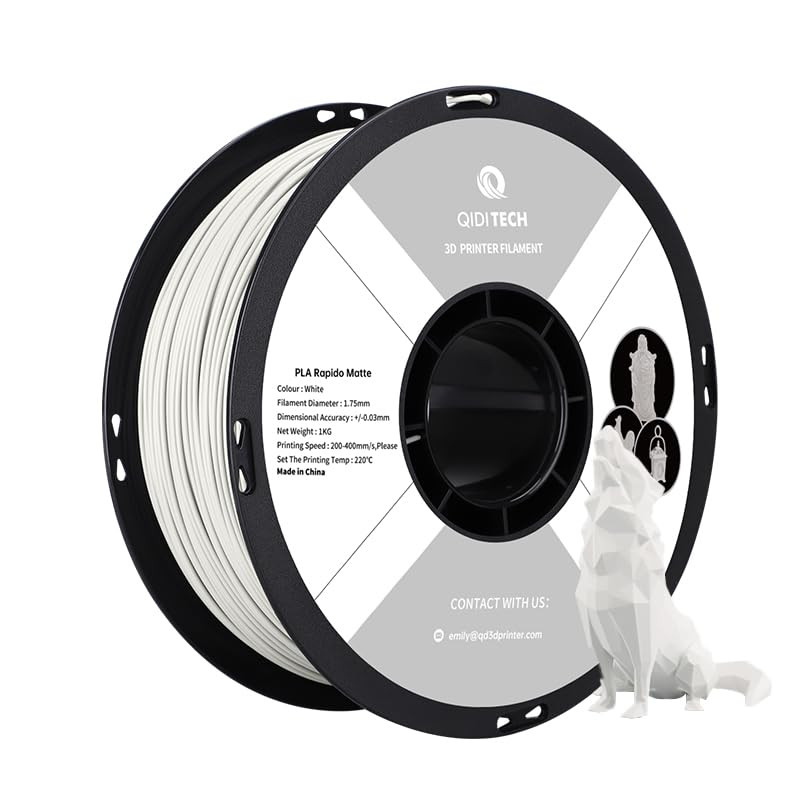 QIDI TECH Filament PLA Rapido Matte 1.75mm, Filament Imprimante 3D PLA Matte 1kg (2.2lbs), Convient pour l'impression à haute vi QIDI TECH Filament PLA Rapido Matte 1.75mm, Filament Imprimante 3D PLA Matte 1kg (2.2lbs), Convient pour l'impression à haute vi