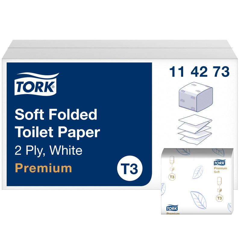 Tork Papier Toilette Feuilles doux blanc T3, Premium, 2 plis, 30 x 252 feuilles, 114273 Tork Papier Toilette Feuilles doux blanc T3, Premium, 2 plis, 30 x 252 feuilles, 114273