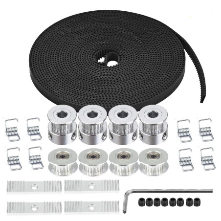 TUZUK imprimante 3D 5M GT2 Courroie de distribution 6 mm de largeur + 4 pièces 20 dents 5 mm d'alésage roue de poulie de distrib