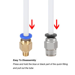 QitinDasen 3 Mètres 3D Imprimante PTFE Téflon Tube, avec 6 Pièces PC4-M6 Pneumatique Connecteur et 6 Pièces PC4-M10 Pneumatique 