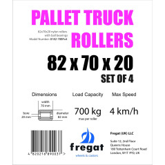 Ensemble de 4 galets de transpalette (kit de 4, diamètre de 82mm, largeur de 70mm) galet de charge en nylon/roue avec roulements