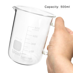 QWORK® Gradué Borosilicate Bécher De Verre avec anse, gradués 500 ml