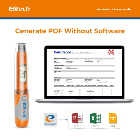 Elitech RC-51 Enregistreur de Données de Température USB Imperméable 32000 points d'enregistrement Data Logger Pour Transportati